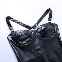 Load image into Gallery viewer, Leather Sexy Short Skirt Egirls PU Strap Mini Dress Off The Shoulder Dresses