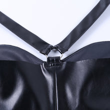 Load image into Gallery viewer, Leather Sexy Short Skirt Egirls PU Strap Mini Dress Off The Shoulder Dresses