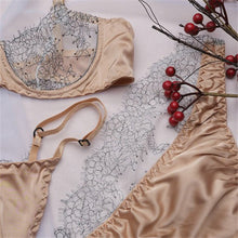 Load image into Gallery viewer, apricot 3-Piece Lace Bra Set