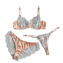 Load image into Gallery viewer, apricot 3-Piece Lace Bra Set