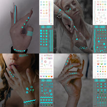 Load image into Gallery viewer, Blue Luminous Glow Tattoo Sticker Constellation Waterproof Temporary Tatoo Small Finger Wrist Fake Tatto For Body Art Women Kid