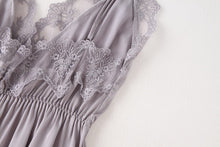 Load image into Gallery viewer, 2PCS Rayon Kimono Bathrobe Robe Set Lace Floral Sexy Bride Dressing Gown