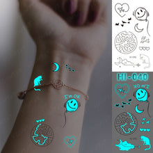Load image into Gallery viewer, Blue Luminous Glow Tattoo Sticker Constellation Waterproof Temporary Tatoo Small Finger Wrist Fake Tatto For Body Art Women Kid