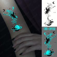 Load image into Gallery viewer, Blue Luminous Glow Tattoo Sticker Constellation Waterproof Temporary Tatoo Small Finger Wrist Fake Tatto For Body Art Women Kid