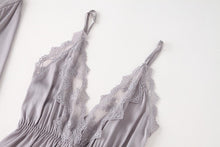 Load image into Gallery viewer, 2PCS Rayon Kimono Bathrobe Robe Set Lace Floral Sexy Bride Dressing Gown