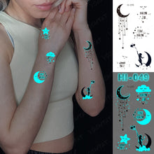 Load image into Gallery viewer, Blue Luminous Glow Tattoo Sticker Constellation Waterproof Temporary Tatoo Small Finger Wrist Fake Tatto For Body Art Women Kid