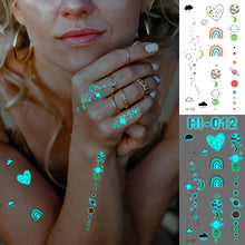 Load image into Gallery viewer, Blue Luminous Glow Tattoo Sticker Constellation Waterproof Temporary Tatoo Small Finger Wrist Fake Tatto For Body Art Women Kid