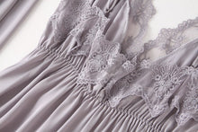 Load image into Gallery viewer, 2PCS Rayon Kimono Bathrobe Robe Set Lace Floral Sexy Bride Dressing Gown