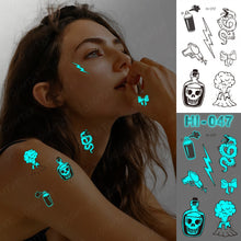 Load image into Gallery viewer, Blue Luminous Glow Tattoo Sticker Constellation Waterproof Temporary Tatoo Small Finger Wrist Fake Tatto For Body Art Women Kid