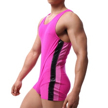 Load image into Gallery viewer, Men Undershirts Sexy Mesh Breathable Bodysuits Boxers Leotard Wrestling Singlet Workout Bodybuilding One-piece Rompers Sleepwear