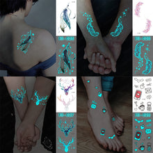 Load image into Gallery viewer, Blue Luminous Glow Tattoo Sticker Constellation Waterproof Temporary Tatoo Small Finger Wrist Fake Tatto For Body Art Women Kid