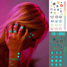 Load image into Gallery viewer, Blue Luminous Glow Tattoo Sticker Constellation Waterproof Temporary Tatoo Small Finger Wrist Fake Tatto For Body Art Women Kid