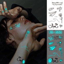 Load image into Gallery viewer, Blue Luminous Glow Tattoo Sticker Constellation Waterproof Temporary Tatoo Small Finger Wrist Fake Tatto For Body Art Women Kid