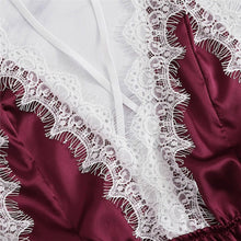 Load image into Gallery viewer, Bodycon Jumpsuits Sleepwear Lace Romper Deep V Satin Nightwear