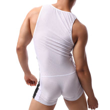 Load image into Gallery viewer, Men Undershirts Sexy Mesh Breathable Bodysuits Boxers Leotard Wrestling Singlet Workout Bodybuilding One-piece Rompers Sleepwear