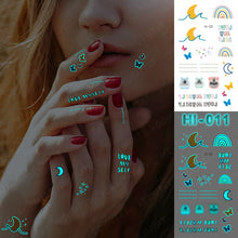 Load image into Gallery viewer, Blue Luminous Glow Tattoo Sticker Constellation Waterproof Temporary Tatoo Small Finger Wrist Fake Tatto For Body Art Women Kid