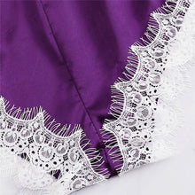 Load image into Gallery viewer, Bodycon Jumpsuits Sleepwear Lace Romper Deep V Satin Nightwear