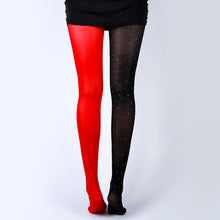 Load image into Gallery viewer, Spring Autumn Women's Stockings Black Red Splicing Gothic Pantyhose With Diamonds Sexy Lingerie Tights Hip Hop Stockings