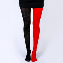 Load image into Gallery viewer, Spring Autumn Women's Stockings Black Red Splicing Gothic Pantyhose With Diamonds Sexy Lingerie Tights Hip Hop Stockings