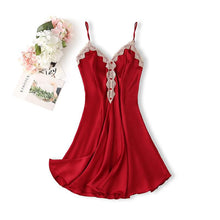 Load image into Gallery viewer, 2PCS Rayon Kimono Bathrobe Robe Set Lace Floral Sexy Bride Dressing Gown