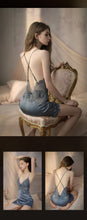 Load image into Gallery viewer, Backless Faux Silk Nightdress