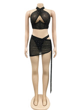 Load image into Gallery viewer, Crystal Skirt Set Nightclub Outfits