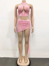 Load image into Gallery viewer, Crystal Skirt Set Nightclub Outfits