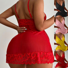 Load image into Gallery viewer, Sexy Red Backless Lace Women Nightgown Dress