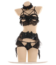 Load image into Gallery viewer, Bat Pu Leather Little Devil Cosplay Maid Outfits