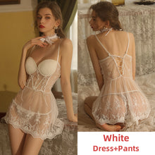 Load image into Gallery viewer, Sexy Night Dress Women Sleepwear Lace Lingerie Homewear Nightgown Allure Camisolas See Through Nightwear Sleep Tops Summer