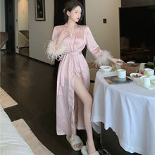 Load image into Gallery viewer, Silk Chic Feather Casual Home Robes for Women