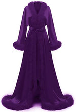 Load image into Gallery viewer, Satin Robe Fur Nightgown