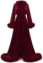 Load image into Gallery viewer, Satin Robe Fur Nightgown