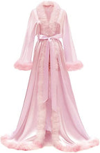 Load image into Gallery viewer, Satin Robe Fur Nightgown