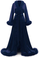 Load image into Gallery viewer, Satin Robe Fur Nightgown