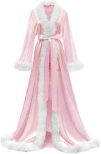 Load image into Gallery viewer, Satin Robe Fur Nightgown