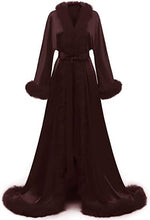 Load image into Gallery viewer, Satin Robe Fur Nightgown