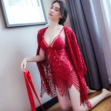 Load image into Gallery viewer, 3pcs set (Basic+Outwear) Lace night dress