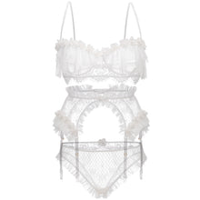 Load image into Gallery viewer, 3pcs Lingerie Underwear Floral Mesh See Through