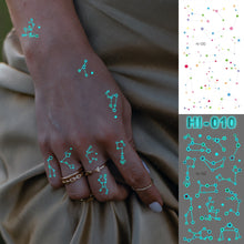 Load image into Gallery viewer, Blue Luminous Glow Tattoo Sticker Constellation Waterproof Temporary Tatoo Small Finger Wrist Fake Tatto For Body Art Women Kid
